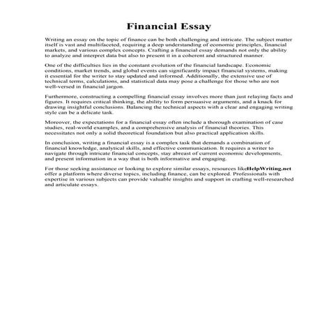 Financial Essay. Impressive Sample Scholarship Essays Based Financial Need  T...