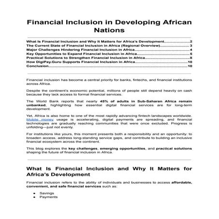 Financial Inclusion in Developing African Nations