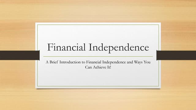 Financial independence