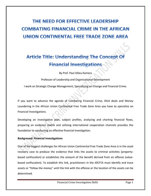 Financial Crime  Investigations Skills
