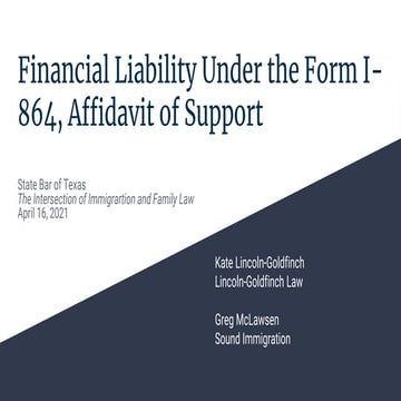 Financial liability under the form i 864, affidavit of support