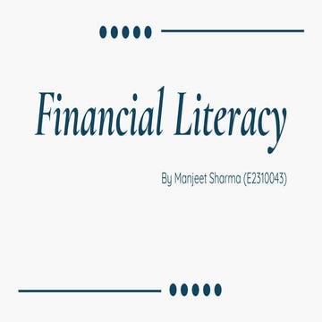 Importance of Financial Literacy in todays era | PDF