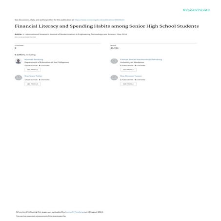 Financial Literacy Among the Senior High School Students: Basis for ...