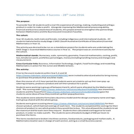 Financial literacy for essential mathematics students