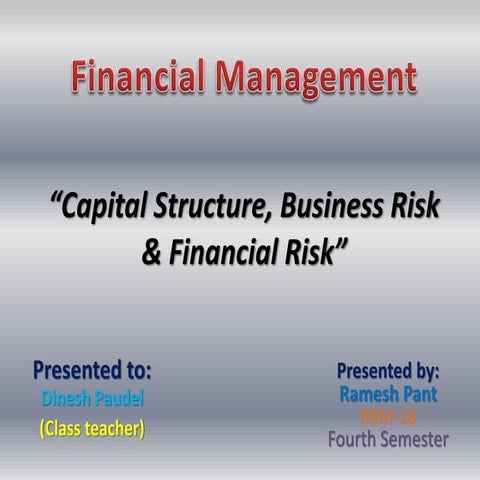 Capital Structure, Business Risk & financial risk