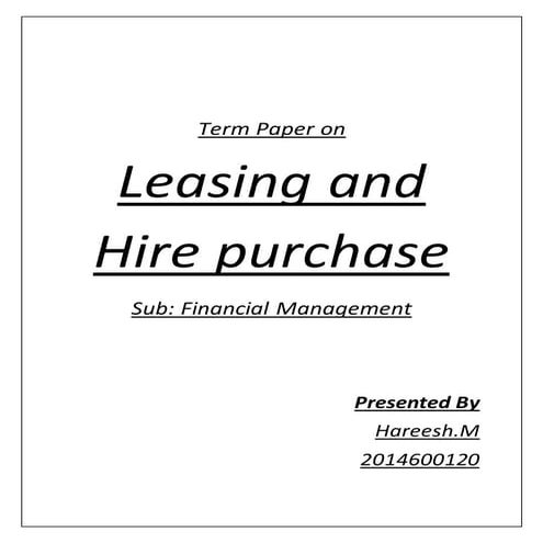 leasing and hire purchase