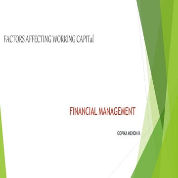 FACTORS AFFECTING WORKING CAPITAL