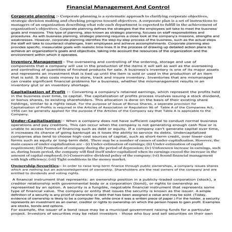Fast Track Notes On Financial management and control