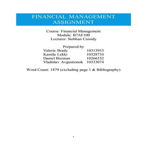 Financial management assignment | DOCX