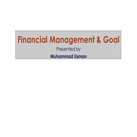 Financial management & goal