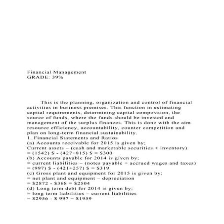 Financial ManagementGRADE 39This is.docx