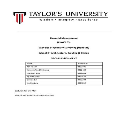 Financial management Group assignment