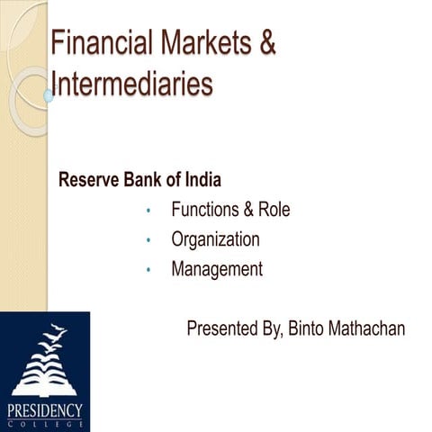 Reserve Bank Of India : Role ,Functions Structure and Management