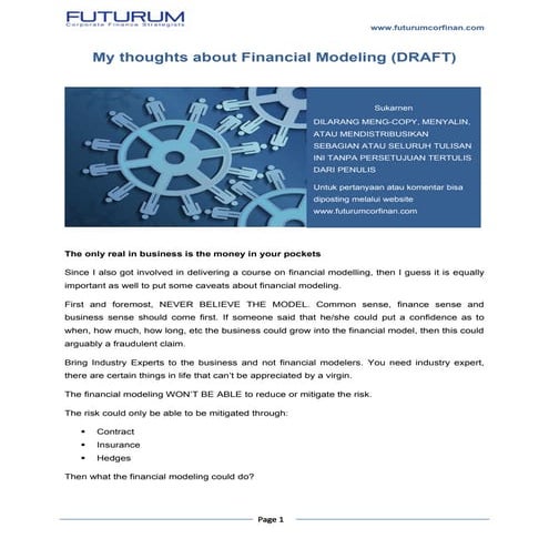 My thoughts about financial modeling