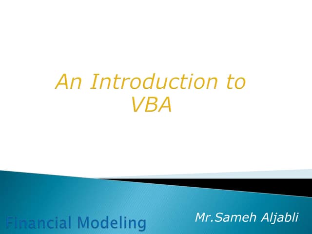 Financial modeling   sameh aljabli   lecture 6