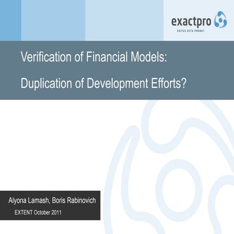 Verification of Financial Models