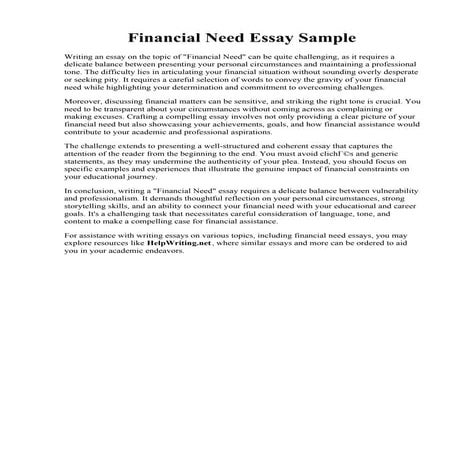 Financial Need Essay Sample. 016 Essay Example Sample For Financial Need Scho...