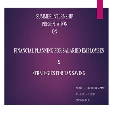 Financial planning for salaried employees