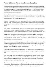Personal Finance Advice You Can Use...