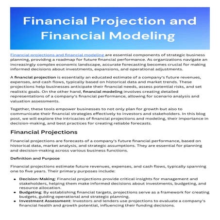 Financial Projection and Financial Modeling A Comprehensive Overview