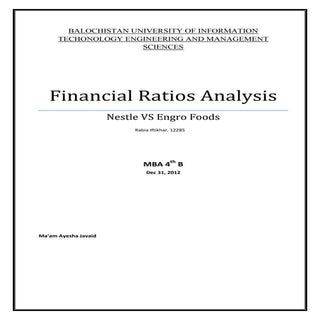 Financial ratios analysis project a...