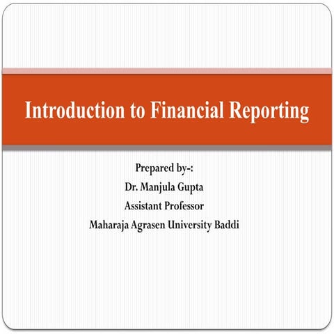Introduction to financial reporting and standards