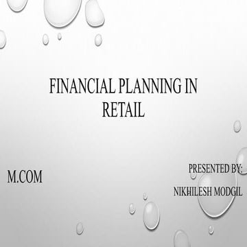 Financial planning in retail