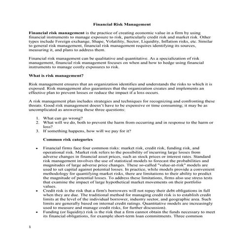 Financial risk management