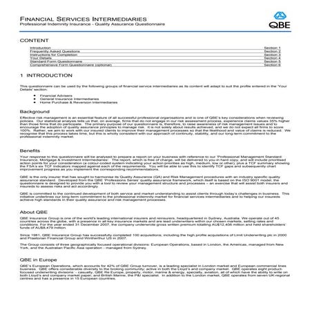 Financial services intermediaries   quality assurance and tcf questionnaire[fsa]