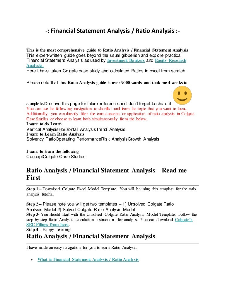 financial ratios analysis excel template