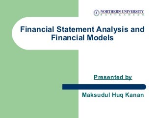 Financial Statement Analysis and Financial Models
