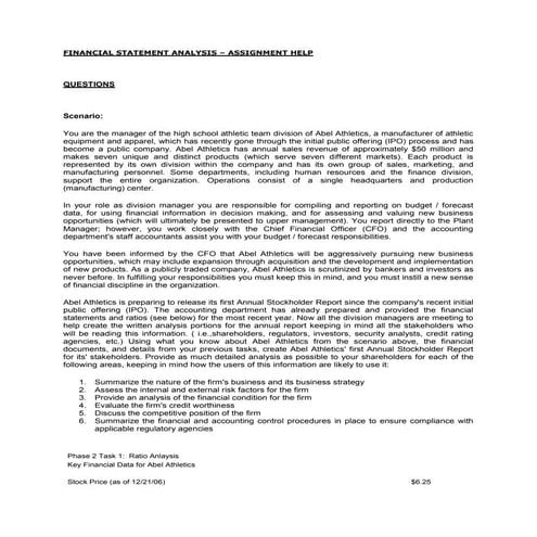 Financial Statement Analysis Assignment Help