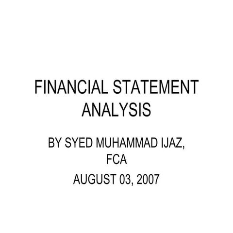 Financial Statement Analysis Lecture1 1