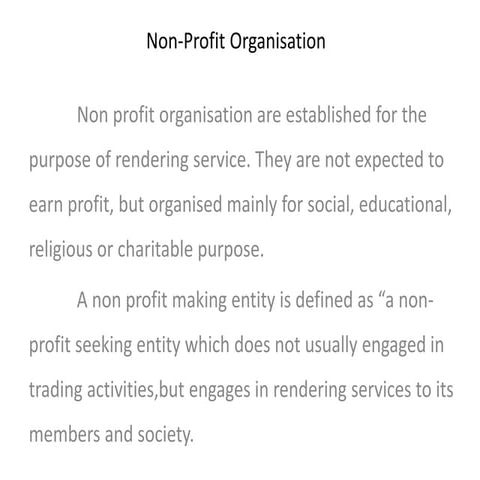 Financial statement of non - profit organisation