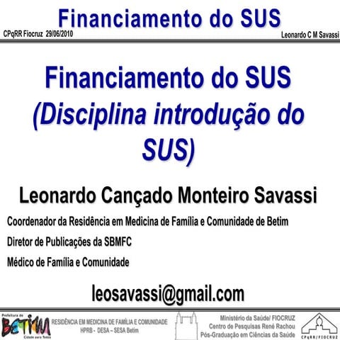 Financiamento do SUS 2010