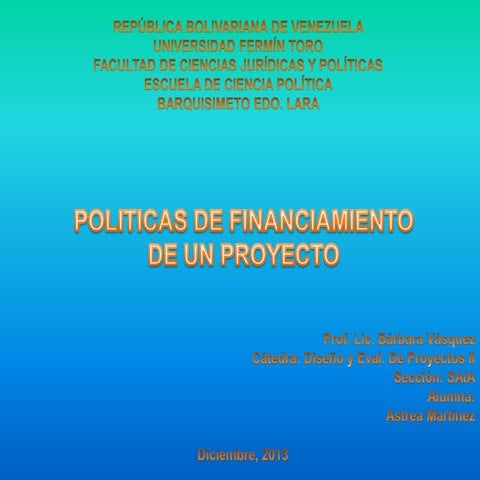 Financiamiento de los proyectos