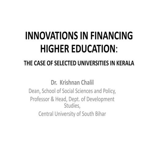 Financing  of Higher Education in India