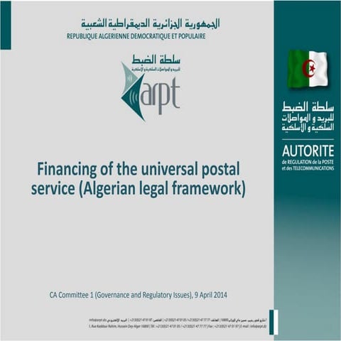 Financing of the universal postal services alerian legal framework