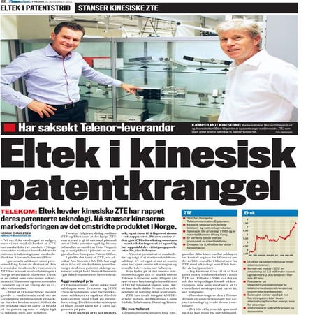 Eltek i kinesisk patentkrangel