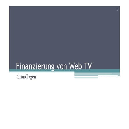 Finanzierung von Web TV