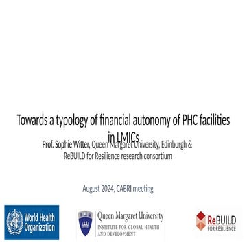 Towards a typology of financial autonomy of primary healthcare facilities in LMICs