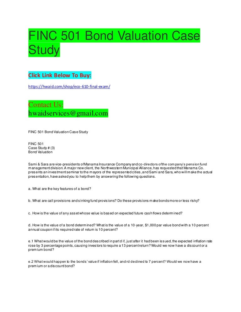 Valuation case study with solution picture