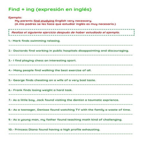 Understanding the English Expression 'Find + ing' with Examples | PDF