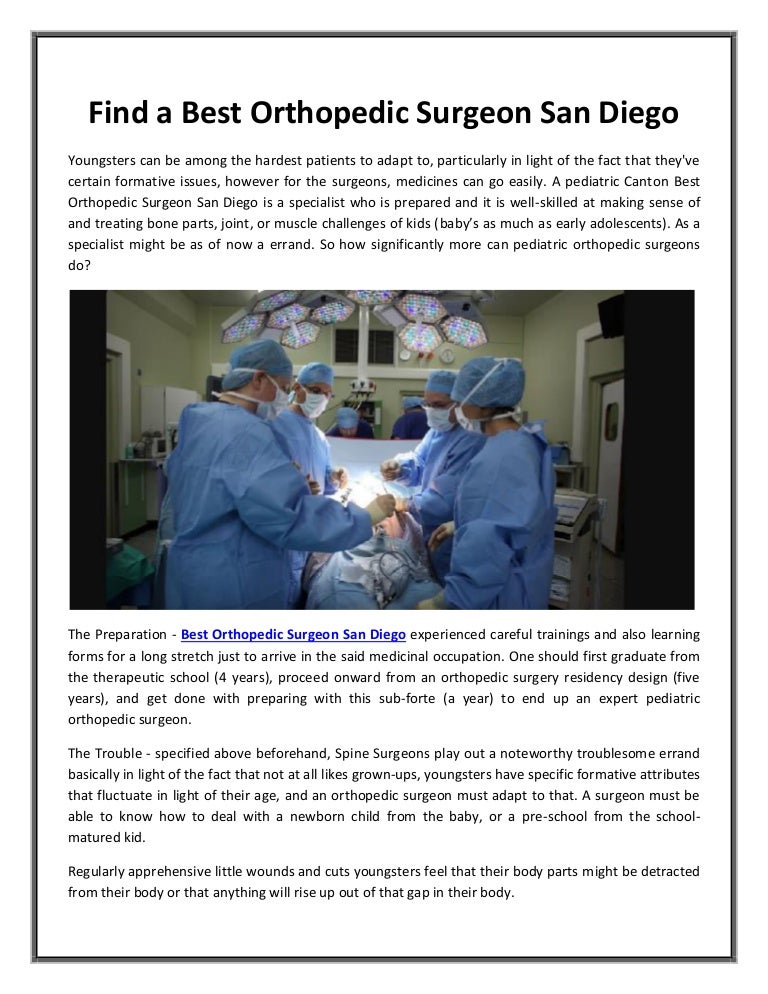 Find a best orthopedic surgeon san diego