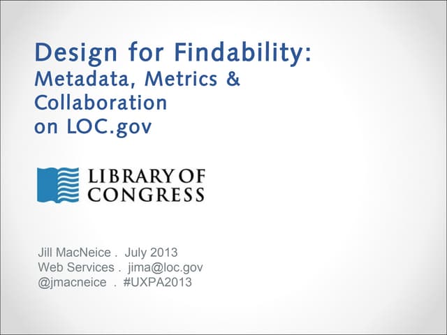 Design for Findability at the Library of Congress