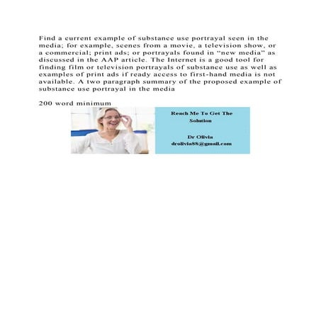 Find a current example of substance use portrayal seen in the media;.docx