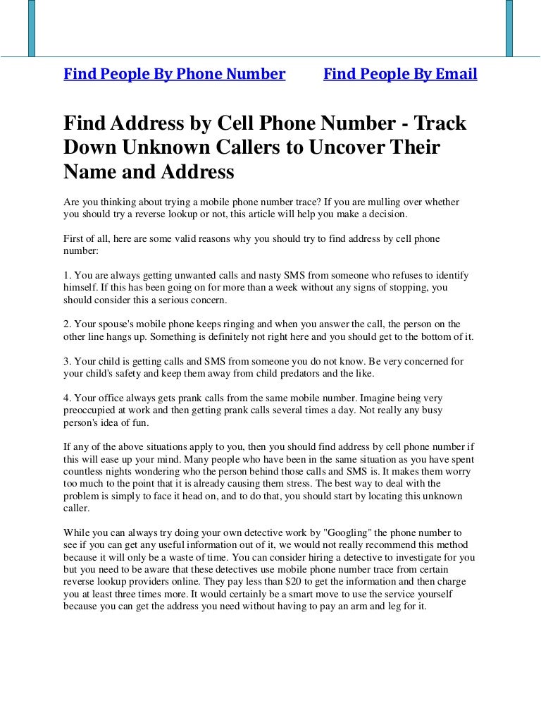 Find Address By Cell Phone Number Track Down Unknown Callers To Unc