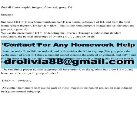 find all homomorphic images of the octic group D4SolutionSuppo.pdf