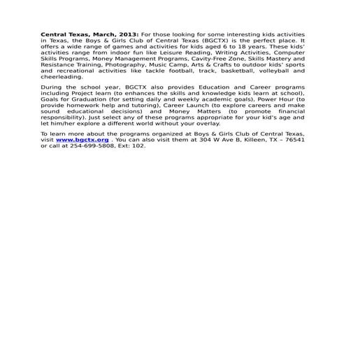 Find amazing kids activities at boys & girls clubs of central texas!