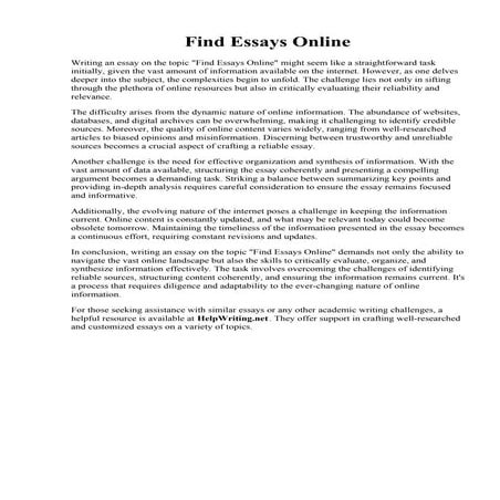 Find Essays Online. . Find Essays  Required Reading: Where to Read Great Arti...